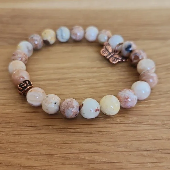 Mexican Murado Purple Opal Bead Stretch Hand Crafted Bracelet - Picture 5 of 8